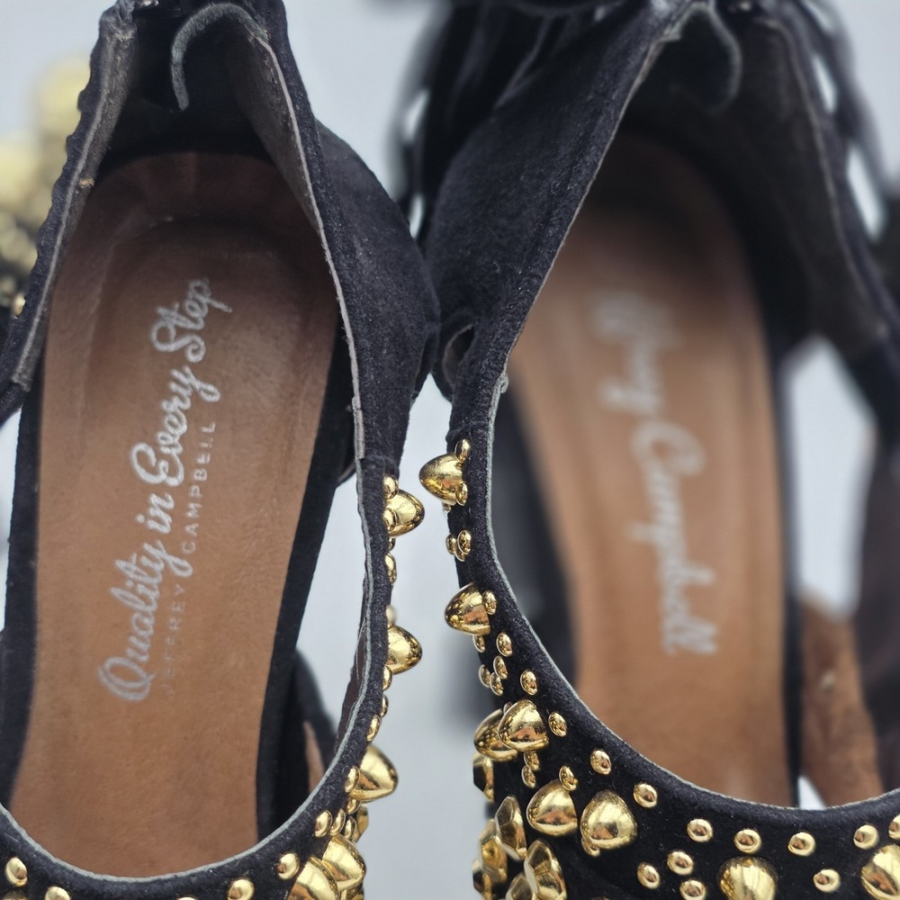 Jeffrey Campbell Pony Tail Heel Black Suede With Gold Studs Women's Size 9.5 - Picture 9 of 11